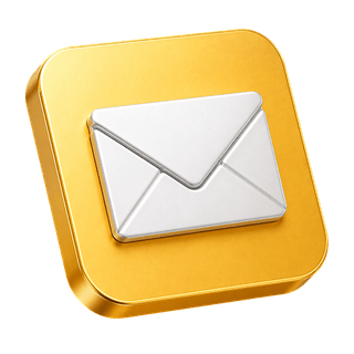 3D decorative element showing a mail envelope icon on contact us page