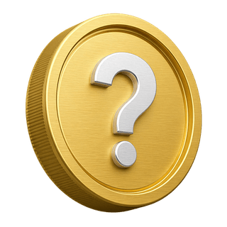 FAQ page decorative element featuring a 3D gold coin with question mark